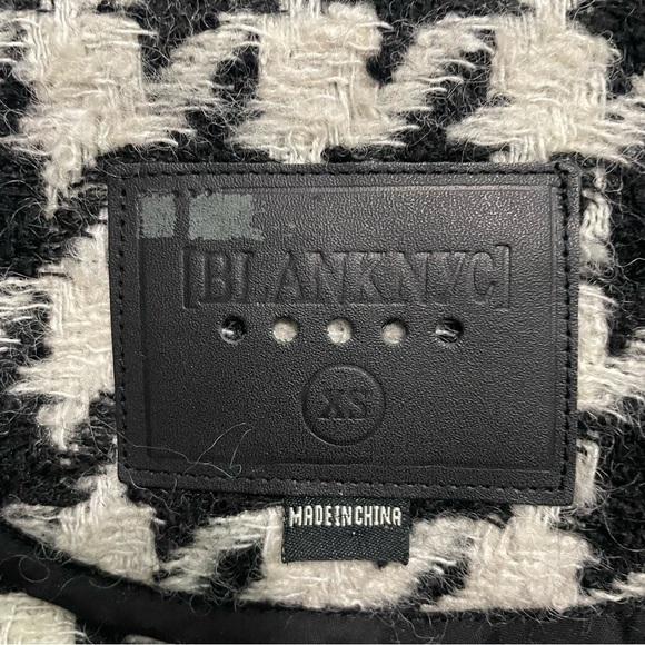 Blank NYC Houndstooth Black and White Jacket Coat Extra Small - Picture 6 of 6